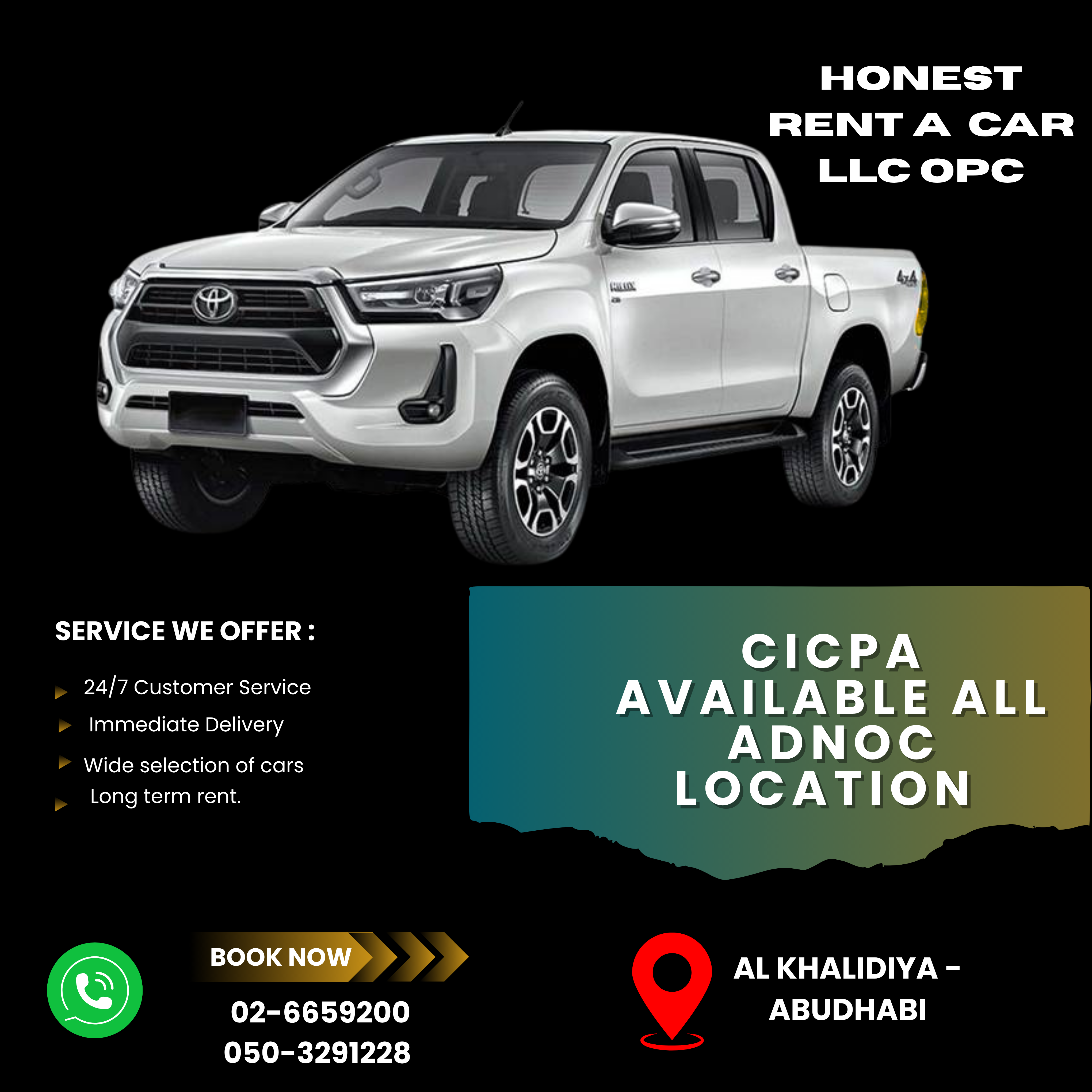 Brand New Toyota Hilux with diesel available for corporate clint.